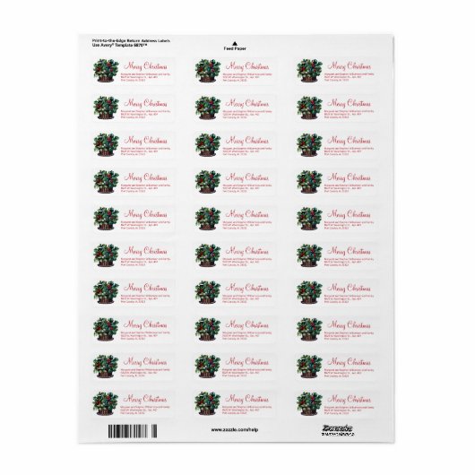 Holly Classic kerstGreenery Festive Red Green Etiket (Full Sheet)