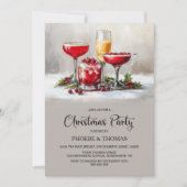 Holly Cocktails Christmas Party Kaart (Voorkant)