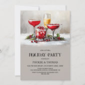 Holly Cocktails Holiday Party Kaart (Voorkant)