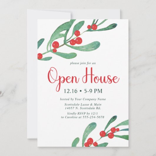 Holly Company Open House Invitation Kaart (Voorkant)
