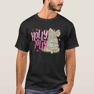 Holly Coquette Bow Jolly Rainbow Kerstboom Xm T-shirt