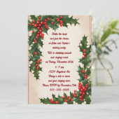 Holly Corners kerstfeest uitnodiging (Staand voorkant)