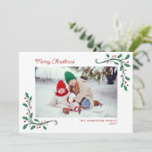 Holly Corners Snapshots of Year Merry Christmas Feestdagenkaart (Staand voorkant)