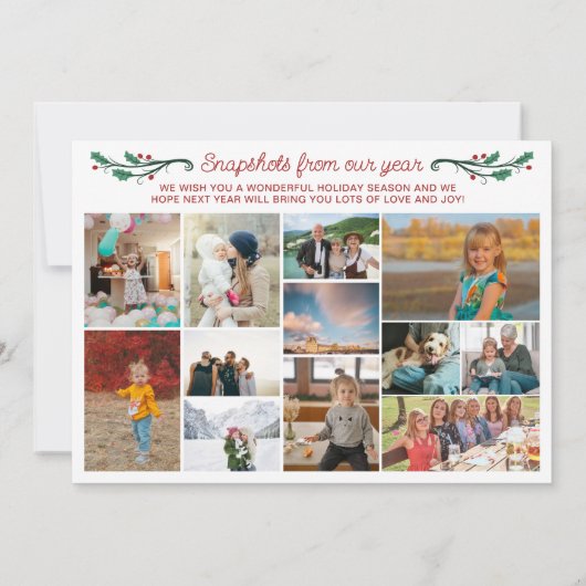 Holly Corners Snapshots of Year Merry Christmas Feestdagenkaart (Achterkant)