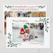 Holly Corners Snapshots of Year Merry Christmas Feestdagenkaart (Voorkant / Achterkant)