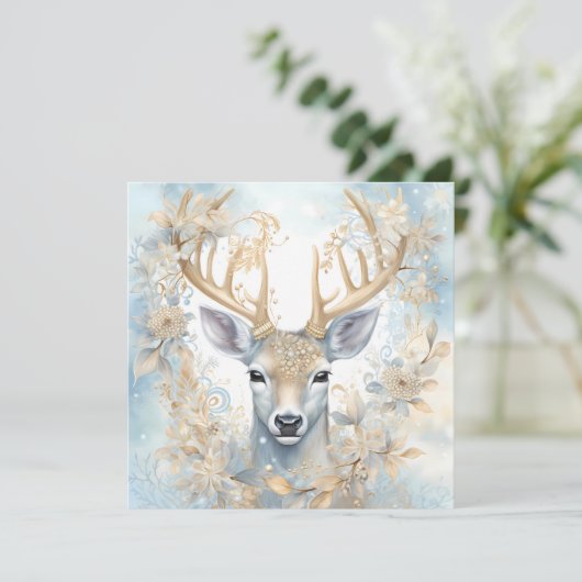  Holly Country Deer Feestdagenkaart (Staand voorkant)