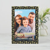 Holly Cross Familie Foto Kerstmis Religieuze Faith Feestdagenkaart (Staand voorkant)