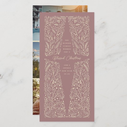 Holly Cross mauve ivory blessed christmas (Voorkant / Achterkant)