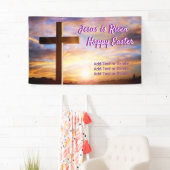 Holly Cross Sky Jezus is opgestaan Gelukkige Pasen Spandoek (Insitu)