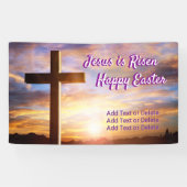 Holly Cross Sky Jezus is opgestaan Gelukkige Pasen Spandoek (Horizontaal)