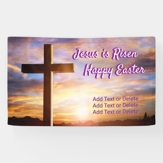 Holly Cross Sky Jezus is opgestaan Gelukkige Pasen Spandoek (Horizontaal)