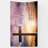 Holly Cross Sky Jezus is opgestaan Gelukkige Pasen Spandoek (Verticaal)