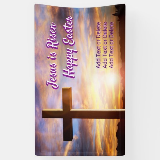 Holly Cross Sky Jezus is opgestaan Gelukkige Pasen Spandoek (Verticaal)