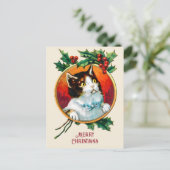  Holly Cute Cat Christmas Feestdagenkaart (Staand voorkant)