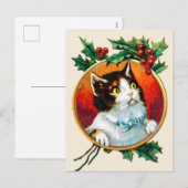  Holly Cute Cat Christmas Feestdagenkaart (Voorkant / Achterkant)