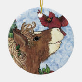 Holly-day Pony kerstversiering Keramisch Ornament (Voorkant)