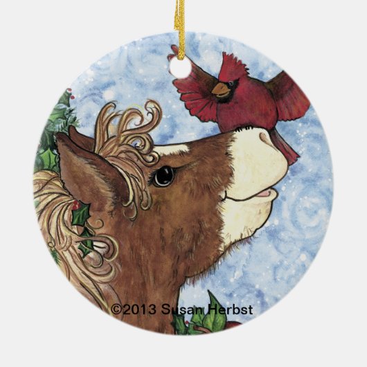 Holly-day Pony kerstversiering Keramisch Ornament (Achterkant)