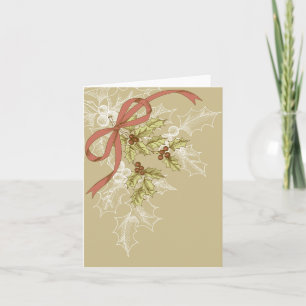 Holly Day Sketch Holly Berries and Leaves Feestdagen Kaart