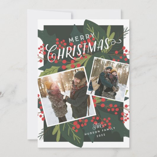 Holly Days | Fantastisch gevierd kerstfeest 2 Foto Feestdagenkaart (Voorkant)