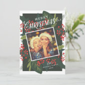 Holly Days | Fantastische kerstfoto Feestdagenkaart (Staand voorkant)