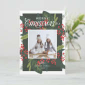 Holly Days | Kerstafoto Merry Feestdagenkaart (Staand voorkant)