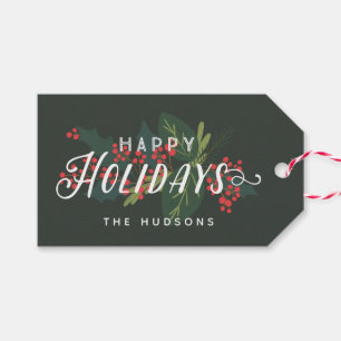 Holly Days Prettige feestdagen Aangepast aan van Cadeaulabel