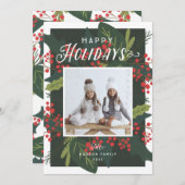 Holly Days | Prettige feestdagen Foto Feestdagenkaart (Voorkant / Achterkant)