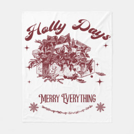 Holly Days Vintage Christmas Fleece Deken