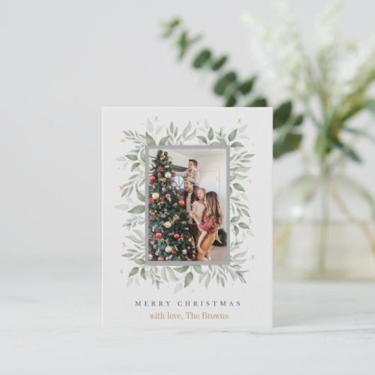Holly Days | Vrolijk Kerstfeest 2 Foto Vakantie ka Feestdagenkaart (Staand voorkant)