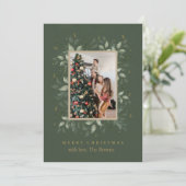 Holly Days | Vrolijk Kerstfeest Foto Vakantie kaar Feestdagenkaart (Staand voorkant)