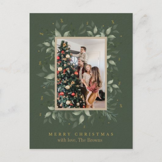 Holly Days | Vrolijk Kerstfeest Fotovakantie Briefkaart (Voorkant)