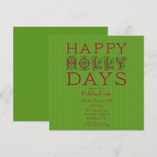 Holly DaysHoliday Kerstparty Uitnodiging (Voorkant / Achterkant)