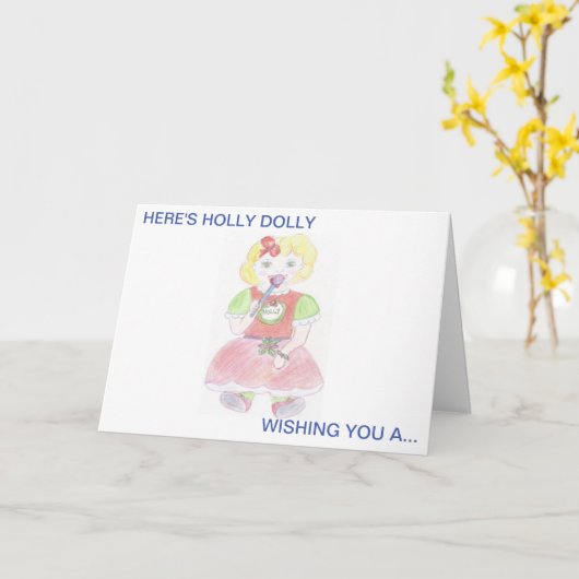 Holly Dolly Kerstmis Kaart (Gele Bloem)