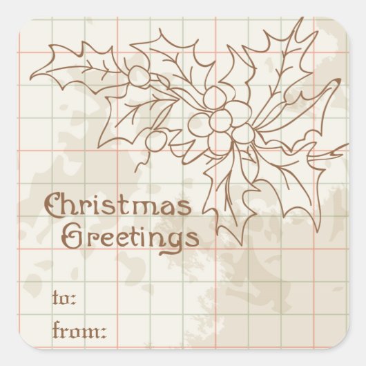  Holly en Berries Custom Kerst sticker (Voorkant)
