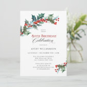 Holly en Berries Evergreens 80ste verjaardagsfeest Kaart (Staand voorkant)