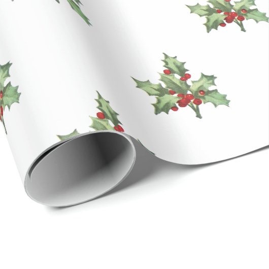  Holly en Berries Holiday Wrapping Cadeaupapier (Rol Hoek)