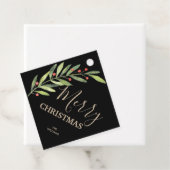 Holly en Berries op Black Merry Kerstplein Bedankjes Labels (In situ)