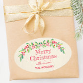 Holly en Berries op de feestdag in Ivoorkust Ovale Sticker