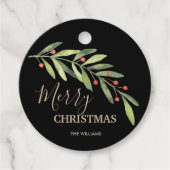 Holly en Berries op de zwarte kerstavond Bedankjes Labels (Voorkant)