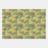 Holly en Berries, rood leder, groene getextureerde Inpakpapier Vel (Voorkant)