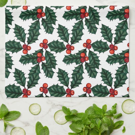 Holly en Berries Theedoek (Gevouwen)
