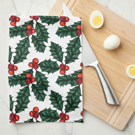 Holly en Berries Theedoek (Quarter Fold)