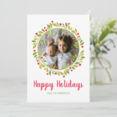 Holly en Berry Fotokrans Feestdagenkaart (Staand voorkant)