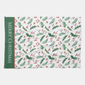 Holly en Berry Kerstmis Patroon Theedoek (Horizontaal)