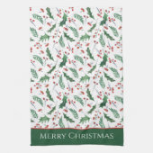 Holly en Berry Kerstmis Patroon Theedoek (Verticaal)