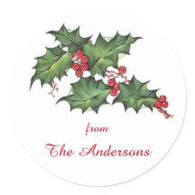 Holly en bessen | Christmas Holiday Gift Label