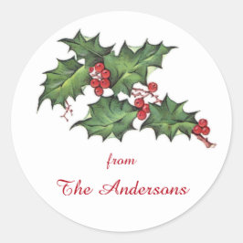 Holly en bessen | Christmas Holiday Gift Label