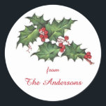 Holly en bessen | Christmas Holiday Gift Label<br><div class="desc">Geweldig voor het inpakken of verzegelen van uw vakantie wenskaart enveloppen.  Holly en bessen | Christmas Holiday Gift Label Stickers</div>