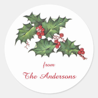 Holly en bessen | Christmas Holiday Gift Label