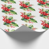 Holly en bessen Christmas Wrapping Paper Cadeaupapier (Hoek)